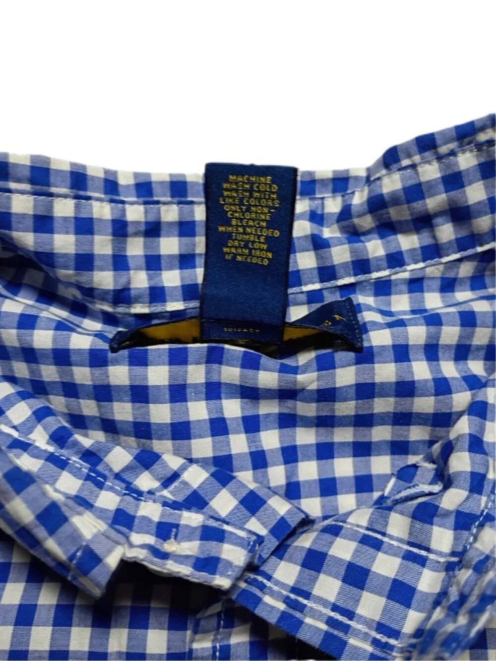 Ralph Lauren Polo Boys XL (18-20) Blue/White Button-Down Shirt Short Sleeve